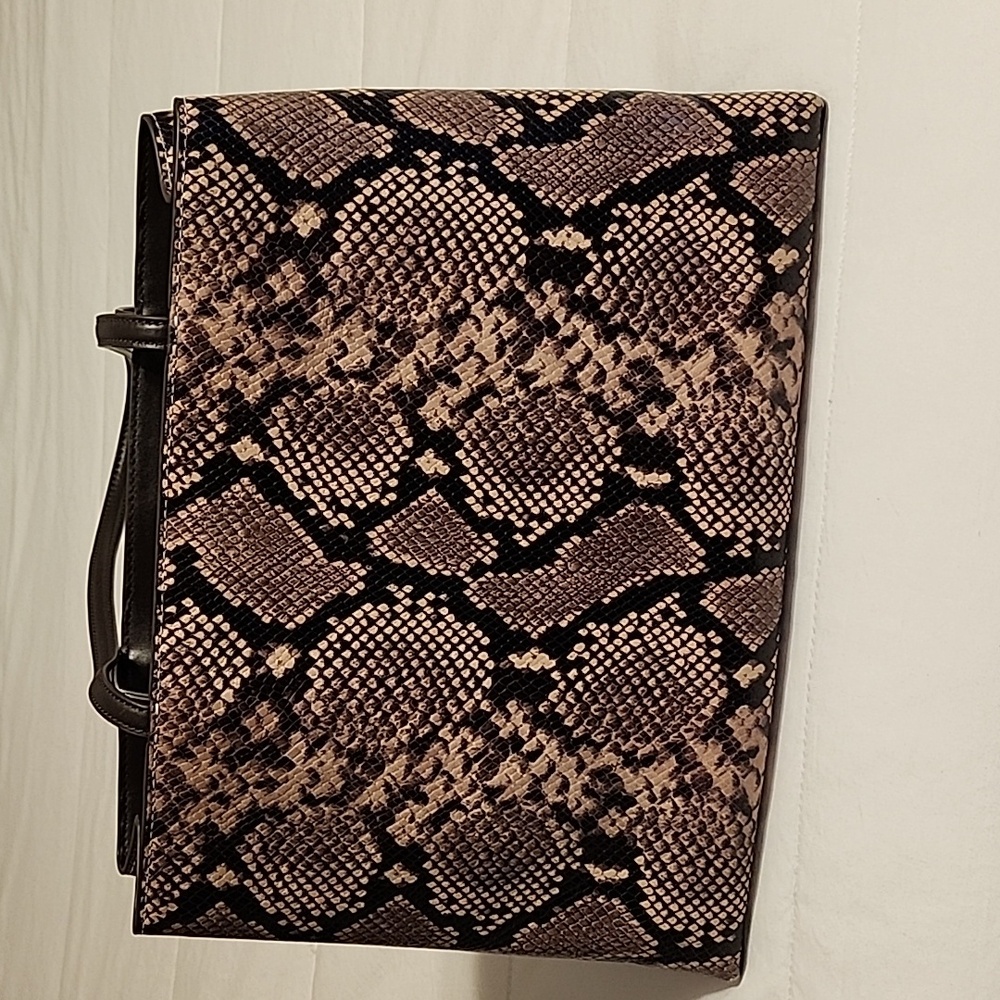 Tory Burch Black and Brown Snake Print Tote - Picture 5 of 8